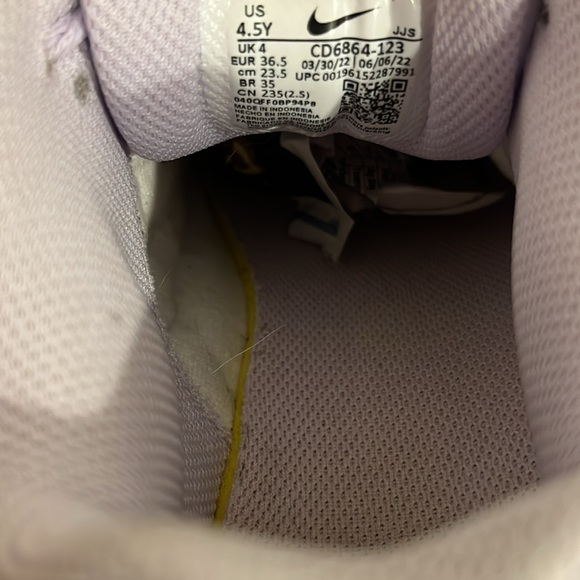 Nike Air Max 90s Style LTR Shoes Lavender White Leather Sneakers Shoes Size 4.5Y - Picture 8 of 9